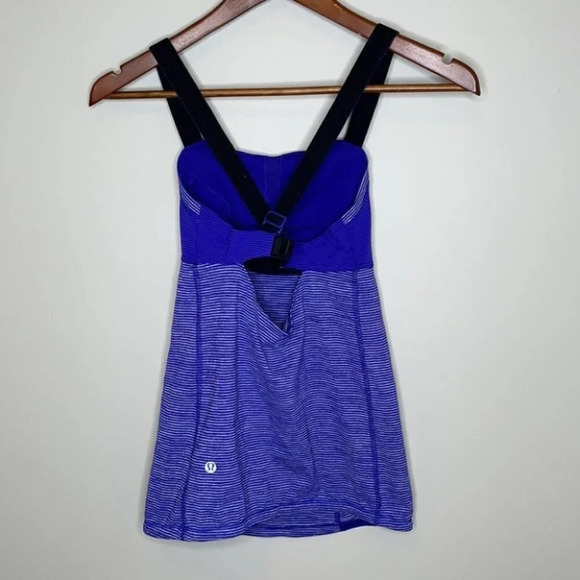 LULULEMON Retro Catch Me If You Can Tank Top Purple Stripe Run Shelf Bra Size 2 - Picture 5 of 14